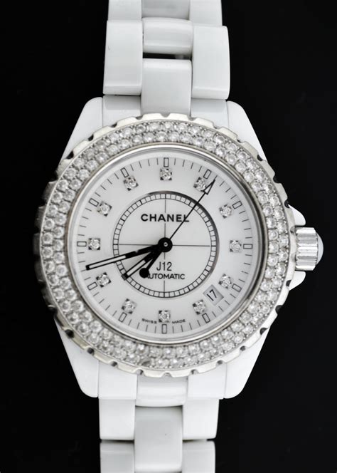 chanel j12 automatic white ceramic watch|chanel j12 diamond bezel.